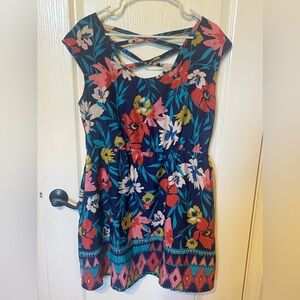XXL Xhilaration Navy Coral Floral Dress